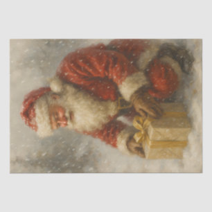 Papel De Seda Papai Noel Nevado Com Presente Decoupage De Natal