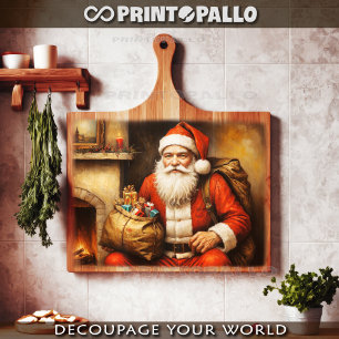 Papel De Seda Papai Noel perto de uma lareira no Natal