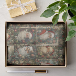 Papel De Seda Papai Noel Retro & Colagem de Natal Vitoriano