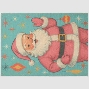 Papel De Seda Papai Noel Rosa Retro Natal Atômico de Meados do
