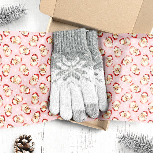Papel De Seda Papai Noel Rosa Vintage em Aquarela Natal