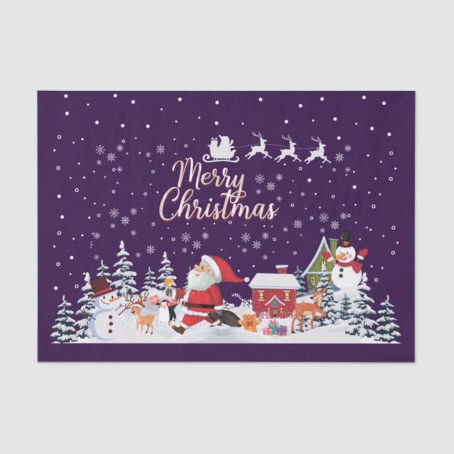 Papel De Seda Papai Noel, Snowman Feliz Feriado de Natal (Frente )