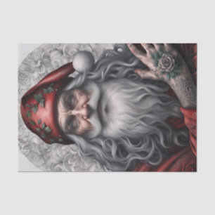 Papel De Seda Papai Noel Tatuagem Vintage Nostálgico Antigo