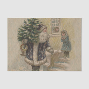 Papel De Seda Papai Noel Vintage Árvore de Natal na Neve