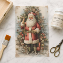 Papai Noel Vitoriano Antigo Decoupage de Natal