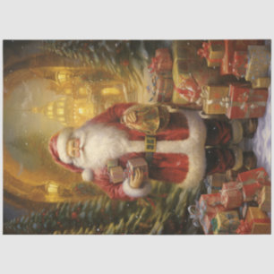 Papel De Seda Papai Noel Whimsso com presente de Natal