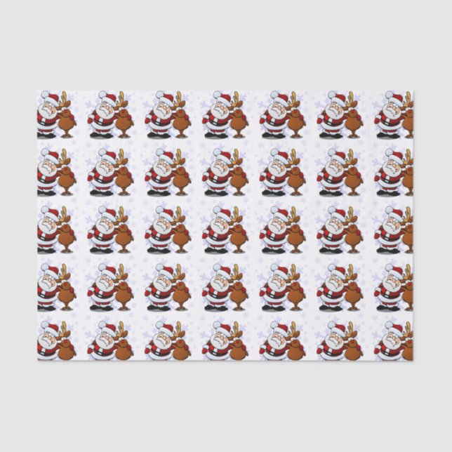 Papel De Seda Papais noeis bobos e sua Reindeer (Frente )