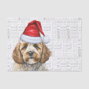 Papel De Seda Papais noeis Cockapoo Cachorro Férias de Natal