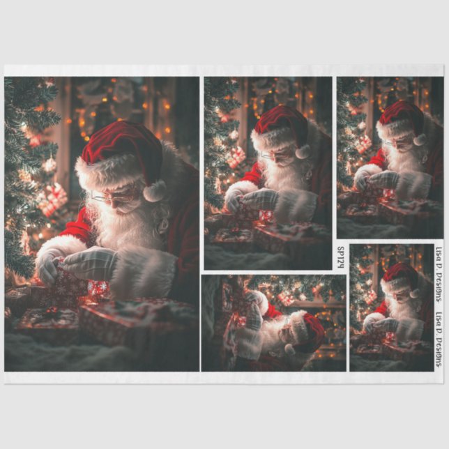 Papel De Seda Papais noeis com brilho doador (Frente )