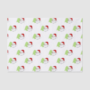 Papel De Seda Papais noeis com padrão de árvore de Natal