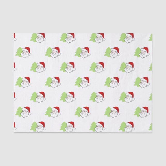 Papel De Seda Papais noeis com padrão de árvore de Natal (Frente )