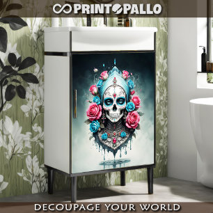 Papel De Seda Papais noeis Crânio de Muerte em flores - Morte de