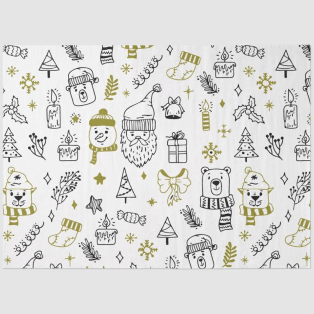 Papel De Seda Papais noeis de Árvores de Natal Ursos Brancos Nat (Frente )