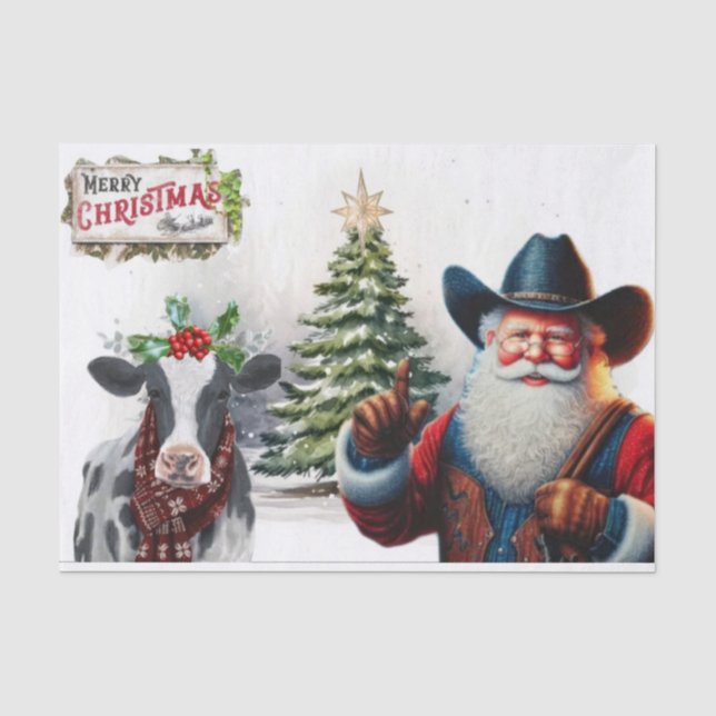 Papel De Seda Papais noeis de cowboy (Frente )