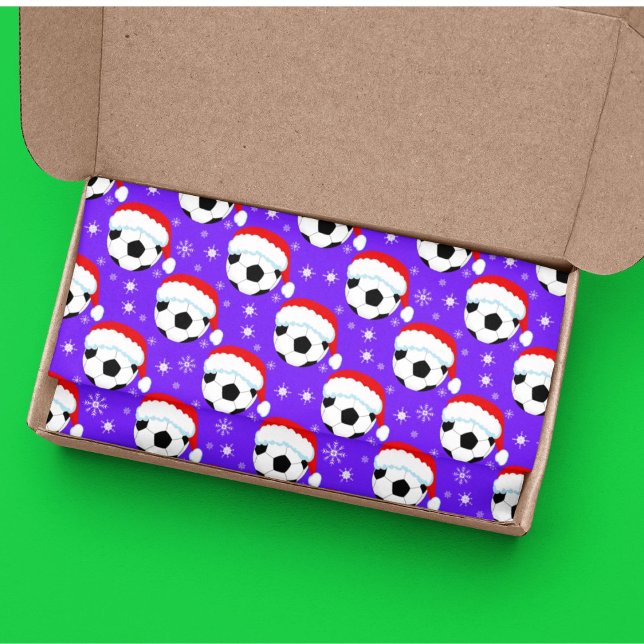 Papel De Seda Papais noeis de esferas de futebol e flocos de nev (Criador carregado)