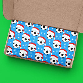 Papel De Seda Papais noeis de esferas de futebol e flocos de nev