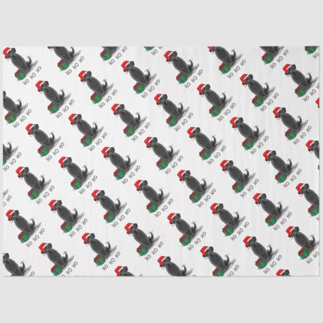 Papel De Seda Papais noeis de Natal Black Labrador Retriever Cut (Frente )