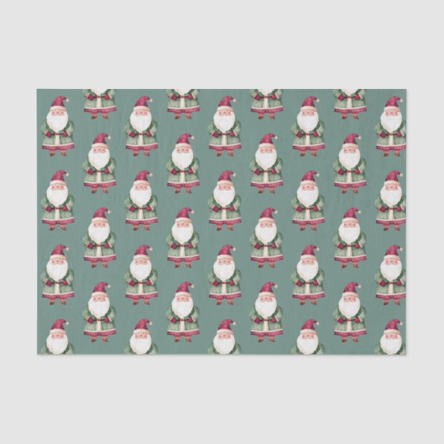 Papel De Seda Papais noeis de Natal Feliz Vermelho (Frente )