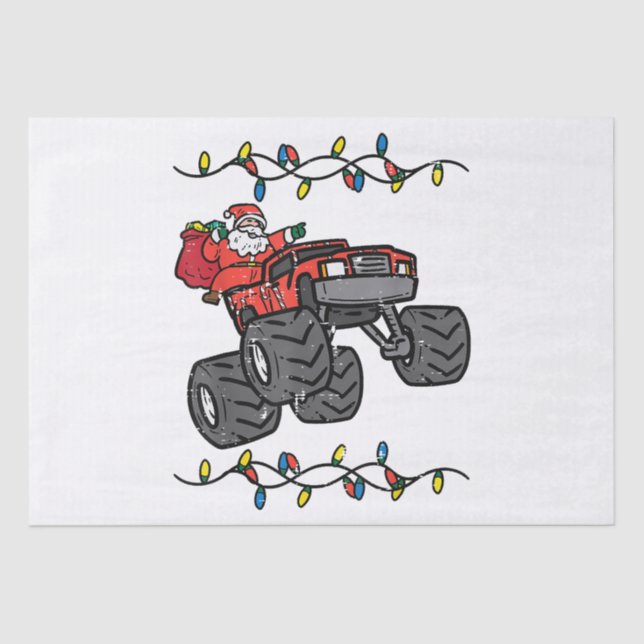 Papel De Seda Papais noeis de Natal Monster Truck Boys Toddler Y (Frente )