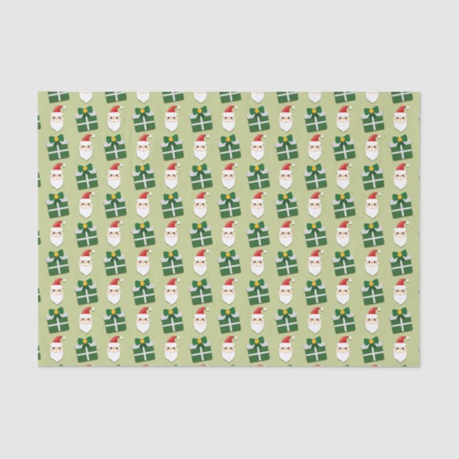 Papel De Seda Papais noeis de Natal Vermelho e Verde Festivo (Frente )