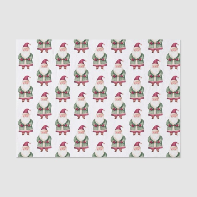 Papel De Seda Papais noeis de Natal Vermelho Verde Branco (Frente )