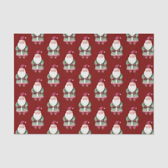 Papel De Seda Papais noeis de Natal Vermelhos (Frente )