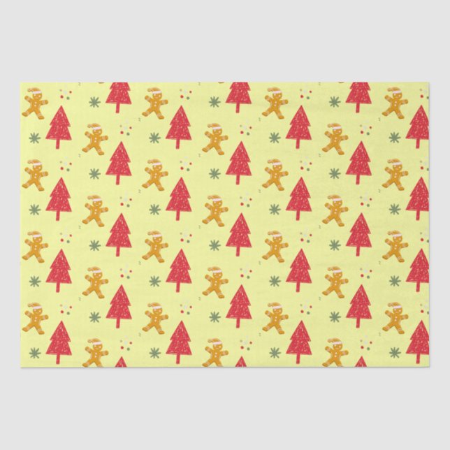 Papel De Seda papais noeis de pão de feliz com floco de neve Pat (Frente )