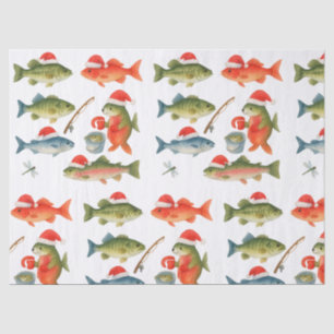 Papel De Seda Papais noeis de peixe no Natal