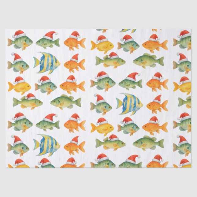 Papel De Seda Papais noeis de peixe no Natal (Frente )