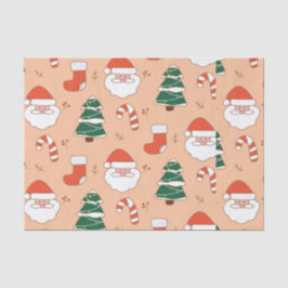 Papel De Seda Papais noeis de pêssego e canas doces