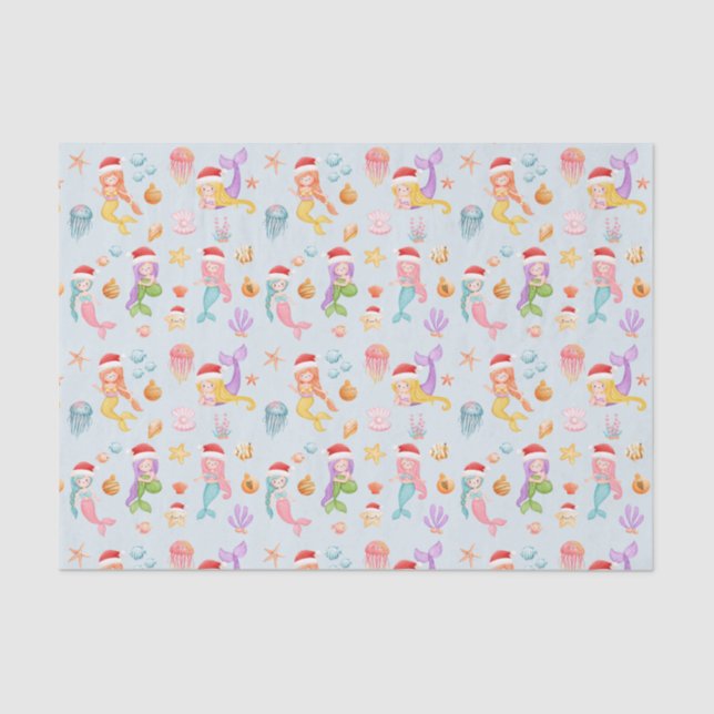 Papel De Seda Papais noeis de Sereia Natal padrão (Frente )