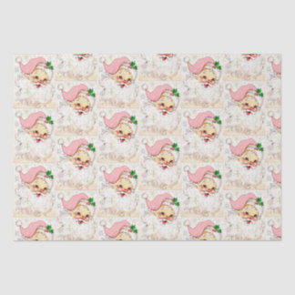 Papel De Seda Papais noeis de Vintage Retro Rosa de Natal