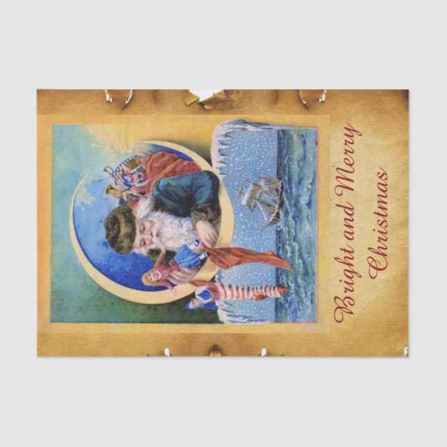 PAPEL DE SEDA PAPAIS NOEIS DOS ALVADORES, LUA, MEIAS DE NATAL E  (Frente )