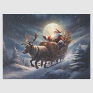 Papel De Seda Papais noeis em Sleigh sob o Artesanato de Decoupa
