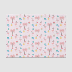 Papel De Seda Papais noeis Flamingo Patterno Diversão Rosa Tropi