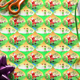 Papel De Seda Papais noeis Jogando Golfe No Ogee De Natal Da Fló