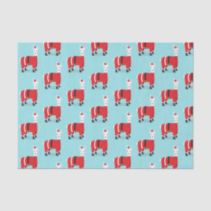 Papel De Seda Papais noeis Llama Azul Vermelho Natal