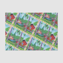 Papel De Seda Papais noeis Mele Kalikimaka sobre Férias no Havaí