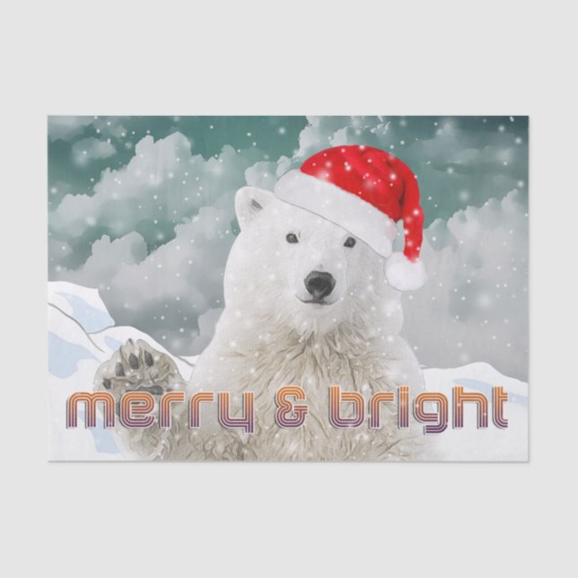 Papel De Seda Papais noeis Polar Bear | Documento de Natal Beary (Frente )