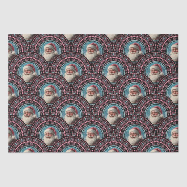 Papel De Seda Papais noeis Retro Pinkmas Mandala Art Scallop (Frente )