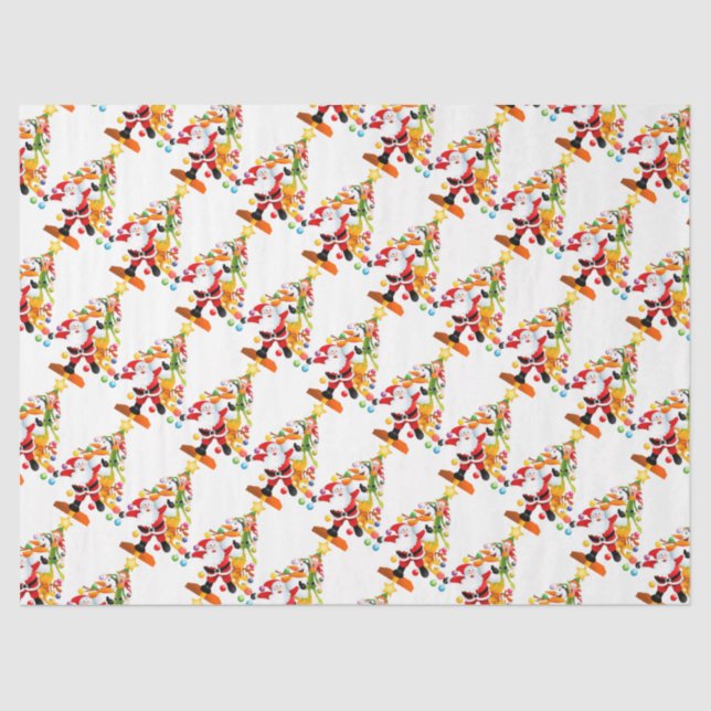 Papel De Seda Papais noeis, Rudolph, Snowman e Elf (Frente )