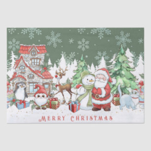Papel De Seda Papais noeis Snowman Reindeer Natal