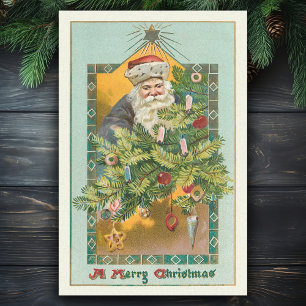 Papel De Seda Papais noeis sorridentes, Árvore de Natal e Estre