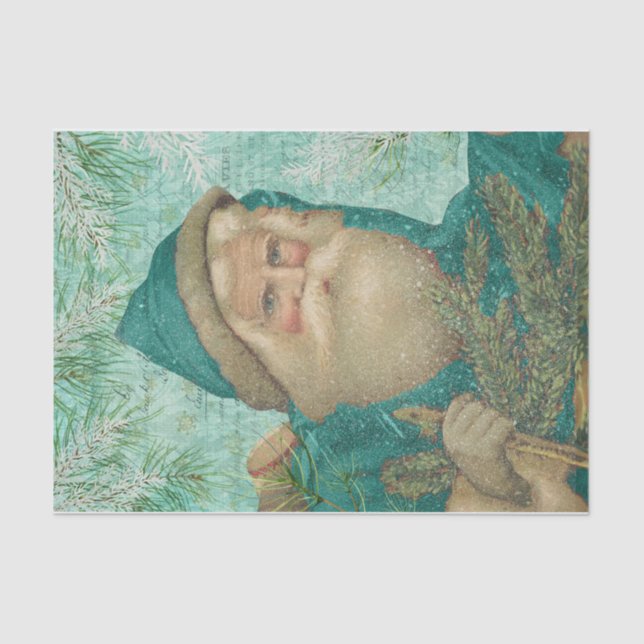 Papel De Seda Papais noeis turquesas (Frente )