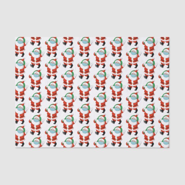 Papel De Seda Papais noeis vestindo máscara médica (Frente )