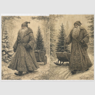 Papel De Seda Papais noeis Vintage - castanhos/beges