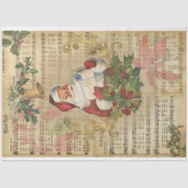 Papel De Seda Papais noeis Vintage Música Poinsettia Natal Decou