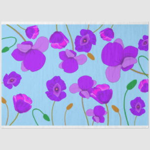 Papel De Seda Papaver Poppy Lilac sobre fundo azul pálido