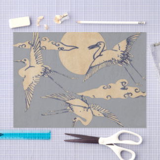 PAPEL DE SEDA PAPEIS DE SEDA GROUS E NUVENS JAPONESES