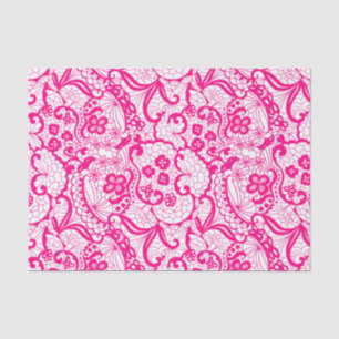 Papel De Seda Papel-chave do padrão de rendas rosa-quente elegan